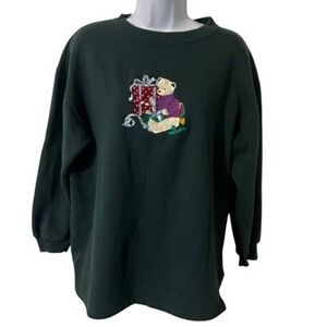 Vintage Casual Corner‎ & Co. Christmas Sweatshirt Green Embroidered Grannycore